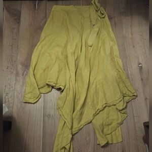 Meo Meli Linen Skirt Chartreuse Green Yellow Assymetrical OS